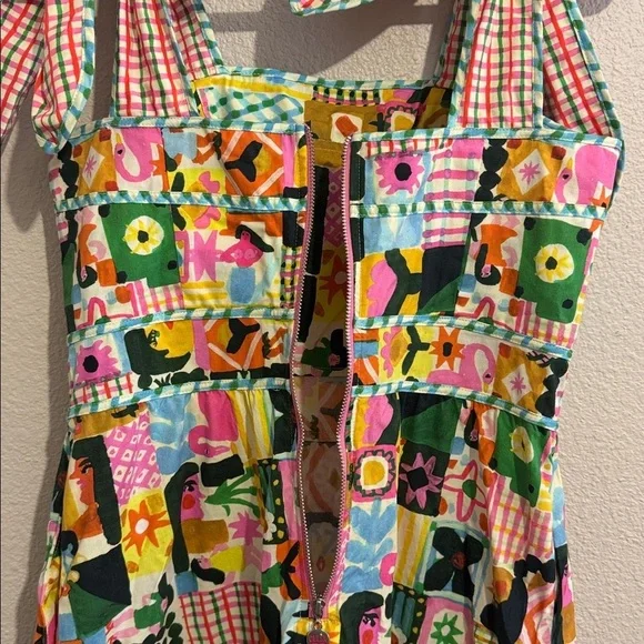 CeliaB Colorful Patchwork Tiered Midi Dress Sundress with Pockets and Fun Print - Picture 8 of 11